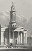 LONDON. The New Church, Camden Town 1828 old antique vintage print picture