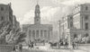 LONDON. York Gate, Regent's Park Marylebone Church 1827 old antique print