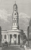 WYNDHAM PLACE. St Mary's Church, rectory Marylebone 1828 old antique print