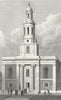 LONDON. St John's, Hoxton 1827 old antique vintage print picture