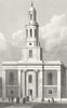 LONDON. St John's, Hoxton 1827 old antique vintage print picture