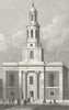 LONDON. St John's, Hoxton 1827 old antique vintage print picture