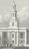 LONDON. St John's, Hoxton 1827 old antique vintage print picture