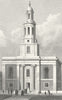 LONDON. St John's, Hoxton 1827 old antique vintage print picture
