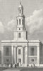 LONDON. St John's, Hoxton 1827 old antique vintage print picture