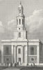 LONDON. St John's, Hoxton 1827 old antique vintage print picture