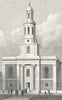 LONDON. St John's, Hoxton 1827 old antique vintage print picture