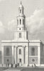 LONDON. St John's, Hoxton 1827 old antique vintage print picture