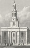 LONDON. St John's, Hoxton 1827 old antique vintage print picture