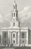 LONDON. St John's, Hoxton 1827 old antique vintage print picture