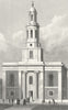LONDON. St John's, Hoxton 1827 old antique vintage print picture