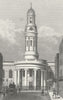WYNDHAM PLACE. St Mary's Church, rectory Marylebone 1828 old antique print
