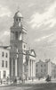 MARYLEBONE. Chapel Ease, Stafford St Rd 1827 old antique vintage print picture