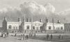 LONDON. Brewer's Alms Houses, Mile End 1828 old antique vintage print picture