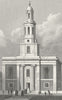 LONDON. St John's, Hoxton 1827 old antique vintage print picture