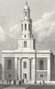 LONDON. St John's, Hoxton 1827 old antique vintage print picture