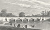 LONDON. New bridge, Serpentine, Hyde Park 1827 old antique print picture