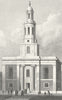 LONDON. St John's, Hoxton 1827 old antique vintage print picture