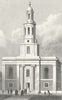 LONDON. St John's, Hoxton 1827 old antique vintage print picture
