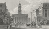 LONDON. York Gate, Regent's Park Marylebone Church 1828 old antique print