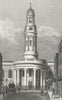 WYNDHAM PLACE. St Mary's Church, rectory Marylebone 1828 old antique print