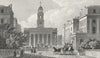 LONDON. York Gate, Regent's Park Marylebone Church 1828 old antique print