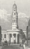 WYNDHAM PLACE. St Mary's Church, rectory Marylebone 1828 old antique print