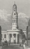 WYNDHAM PLACE. St Mary's Church, rectory Marylebone 1828 old antique print