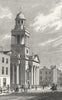 MARYLEBONE. Chapel Ease, Stafford St Rd 1827 old antique vintage print picture