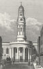 WYNDHAM PLACE. St Mary's Church, rectory Marylebone 1828 old antique print
