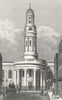 WYNDHAM PLACE. St Mary's Church, rectory Marylebone 1828 old antique print