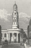 WYNDHAM PLACE. St Mary's Church, rectory Marylebone 1828 old antique print