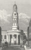 WYNDHAM PLACE. St Mary's Church, rectory Marylebone 1828 old antique print