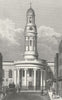 WYNDHAM PLACE. St Mary's Church, rectory Marylebone 1828 old antique print