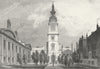 CHURCHES. Christ Church & Christ's Hospital 1829 old antique print picture