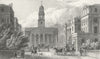 LONDON. York Gate, Regent's Park Marylebone Church 1827 old antique print