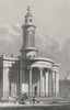 LONDON. The New Church, Camden Town 1828 old antique vintage print picture