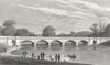 LONDON. New bridge, Serpentine, Hyde Park 1827 old antique print picture