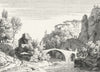 COUNTRY. Bridge hillside palace c1800 old antique vintage print picture