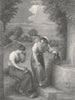 PRETTY LADIES. The Broken Pitcher c1820 old antique vintage print picture
