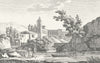 CHURCH. Monastery hillside river boat gondolier c1800 old antique print