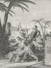 ROMANCE. 2 Arab men fighting over lady c1800 old antique vintage print picture