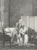 ROMANCE. Me voyez tremblante vos genoux c1800 old antique print picture