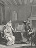 ROMANCE. Distressed man woman & maid c1800 old antique vintage print picture