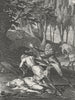 ROMANCE. Dead woman, man falling, sword c1800 old antique print picture