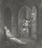 DEVILIN TOWER. Cholmondeley discovers body Alexia c1845 old antique print