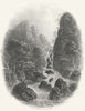 CUMBS. Waterfall at Lodore c1840 old antique vintage print picture