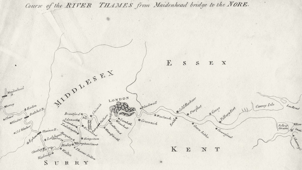 MAIDENHEAD. Course river Thames bridge Nore c1800 old antique map plan chart