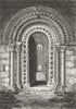 OXON. South door Ifley Church, Oxfordshire 1808 old antique print picture