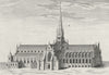 LONDON. Old St Paul's cathedral with spire c1760 antique print picture